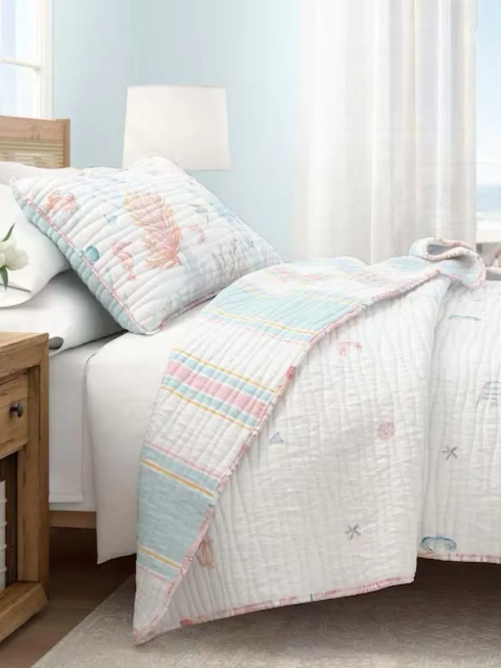 Great Bay Home King Coastal Fish & Coral Reversible Quilt Set